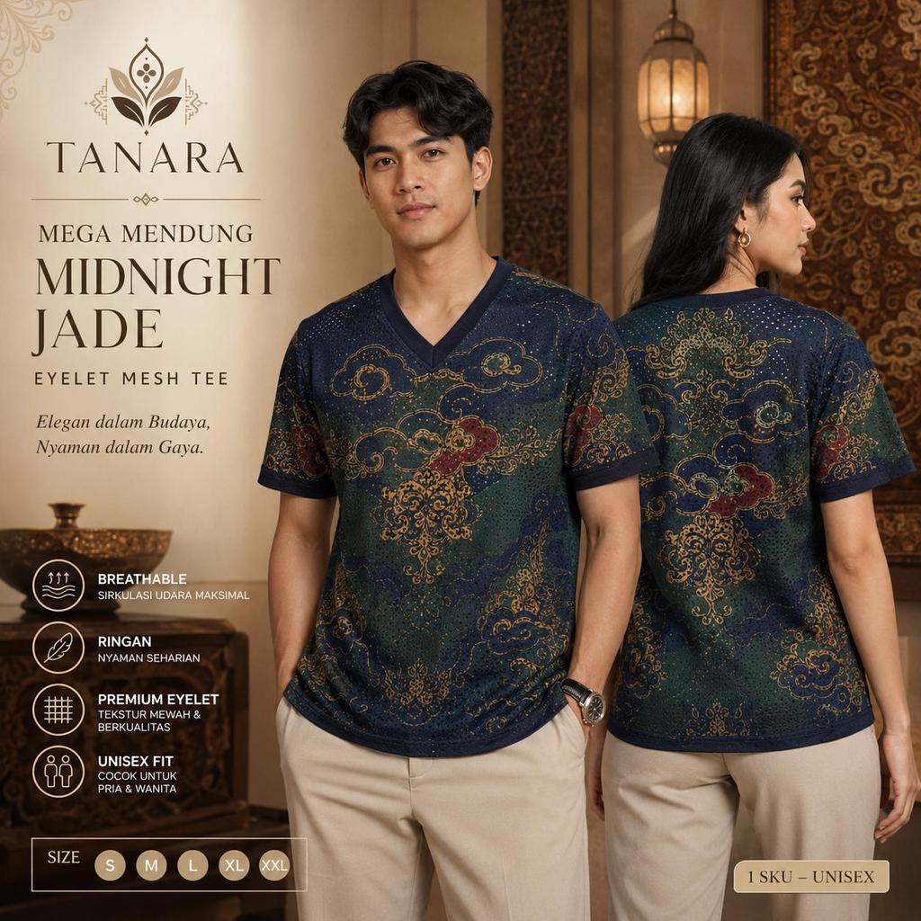 Jual TANARA Kaos Lengan Pendek V-Neck Pria Wanita Midnight Jade Navy ...