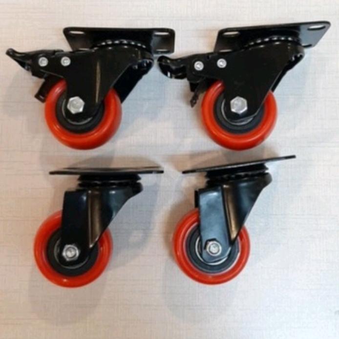 Jual roda polyurethane 2 inch 4pcs/1set(2 rem 2 putar) | Shopee Indonesia
