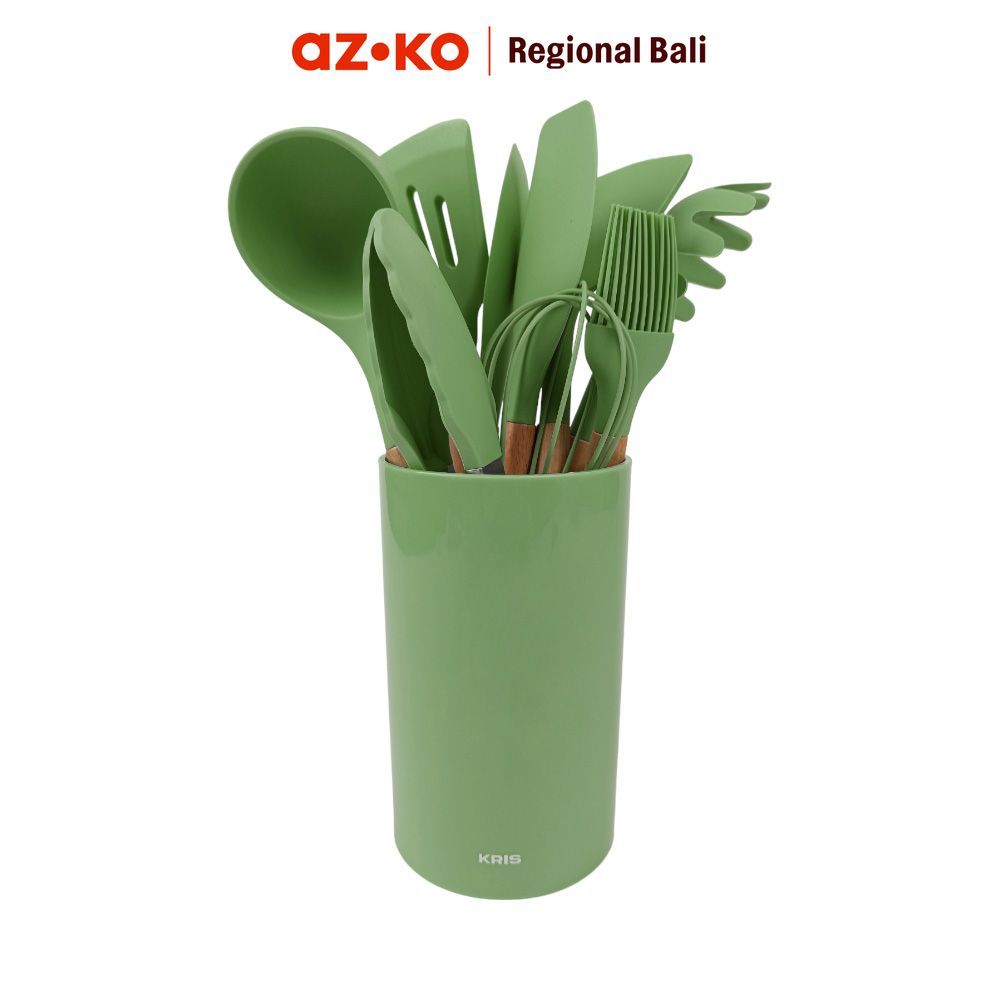 AZKO Culinart Set 10 pcs Peralatan Masak Dengan Holder - Hijau Avocado Cookware Set Paket Dapur Alat Masak Kitchen Set