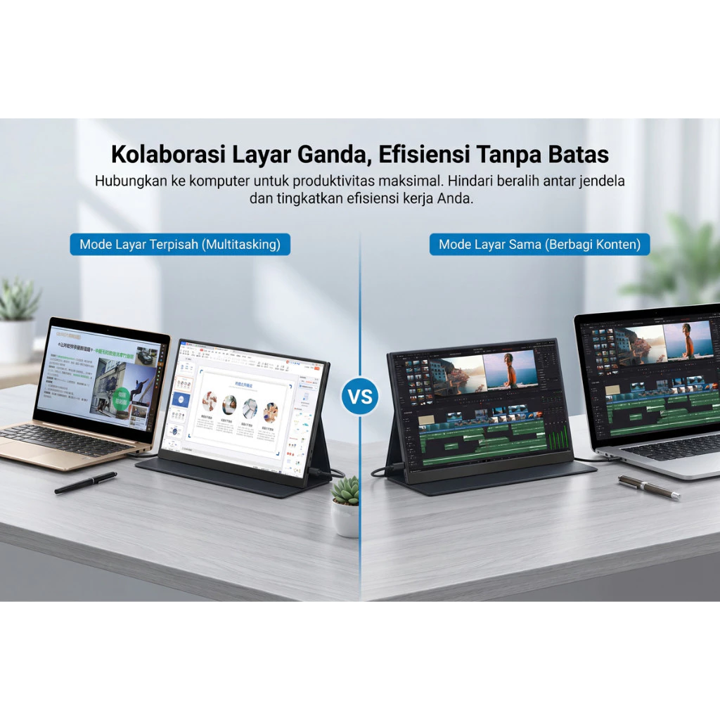 LASITU Monitor P156A02C 15.6 inch portable Full HD IPS dengan kickstand