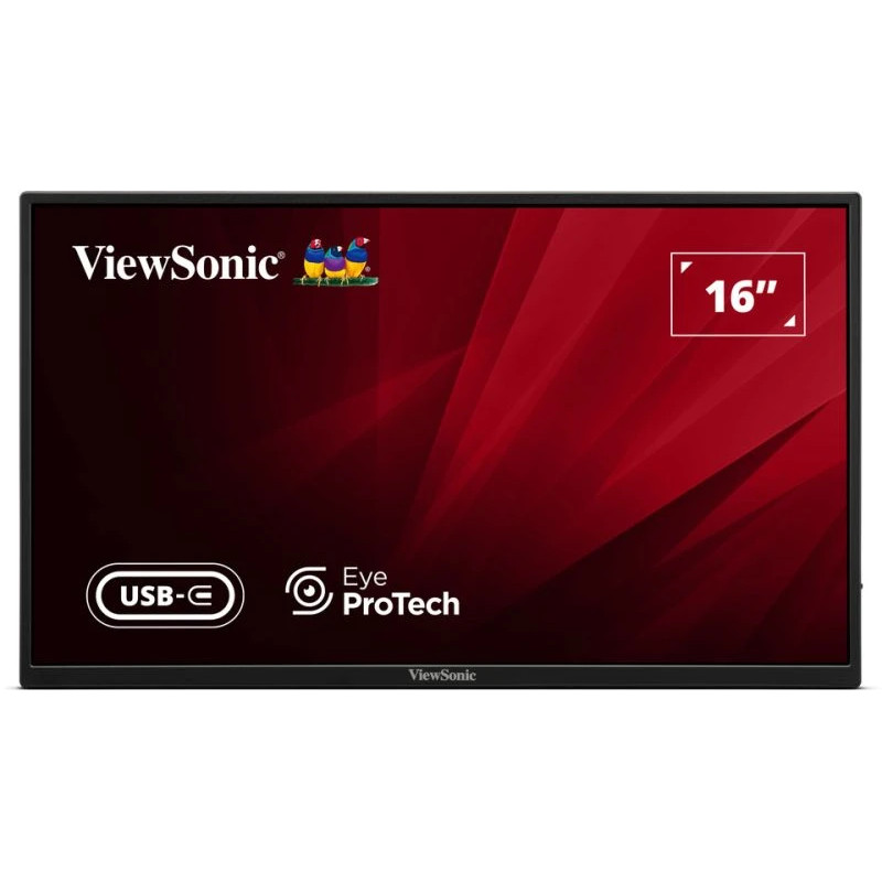 ViewSonic VA1650 Monitor Portatile 15,6 Pollici IPS FHD 1920x1080, USB-C Con Ricarica 60W, HDMI, Altoparlanti E Custodia