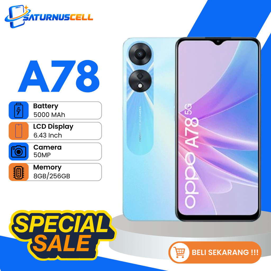 Jual Smartphone A78 5G RAM 8GB ROM 256 GB, Baterai 5000 mAh, Desain ...
