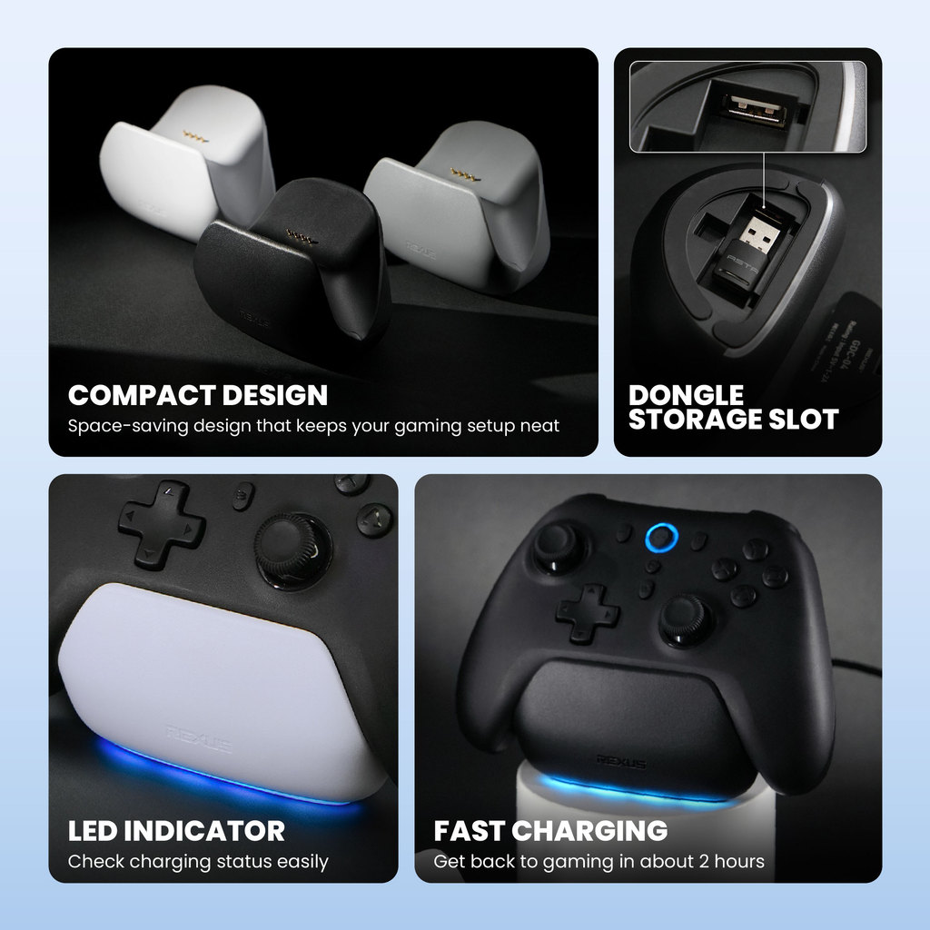 Rexus GDC-04 Docking Charge for Gamepad GX150 V2 - Smart Docking with LED (2)
