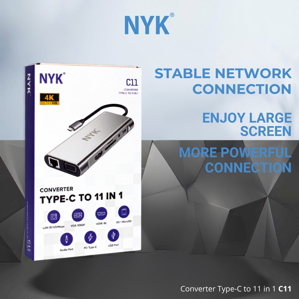 NYK USB HUB C11 Port 11 in 1 Type C Port 3.1 iOS Windows Macbook Linux Smart Phone TV COD HUB bergaransi Docking Station Data transfer Mobile phone ma (6)