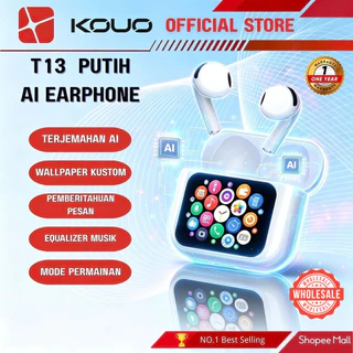 KOUO T13 AI Translator Earbuds TWS Layar Sentuh Portable Headset Bluetooth 5.4 Terjemahan Bahasa Suara Jernih Full Bass Type-C Android Iphone Compatible Belajar Mandarin