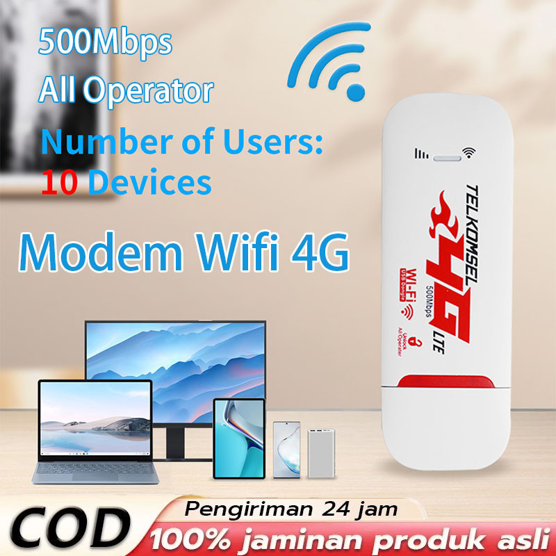 Modem Wifi 4G Wingle USB Mifi 500Mbps 4g LTE Wi-Fi portabel All Operator Modem Mifi PC  Laptop Ponsel Support 10 Devices