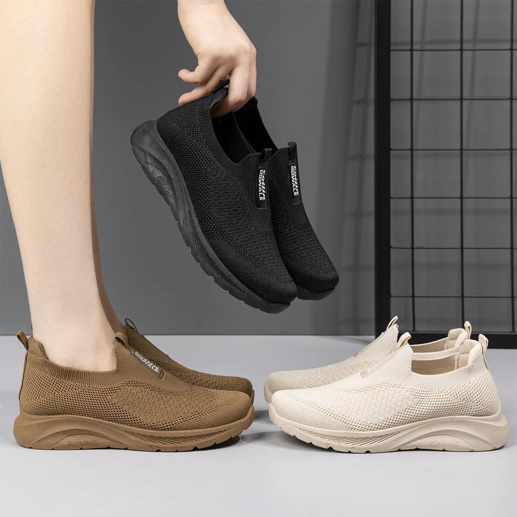 Sepatu Wanita Sepatu Olahraga Import Korea Model Slip On Design Terbaru Rajut Shoes SKT1007-W