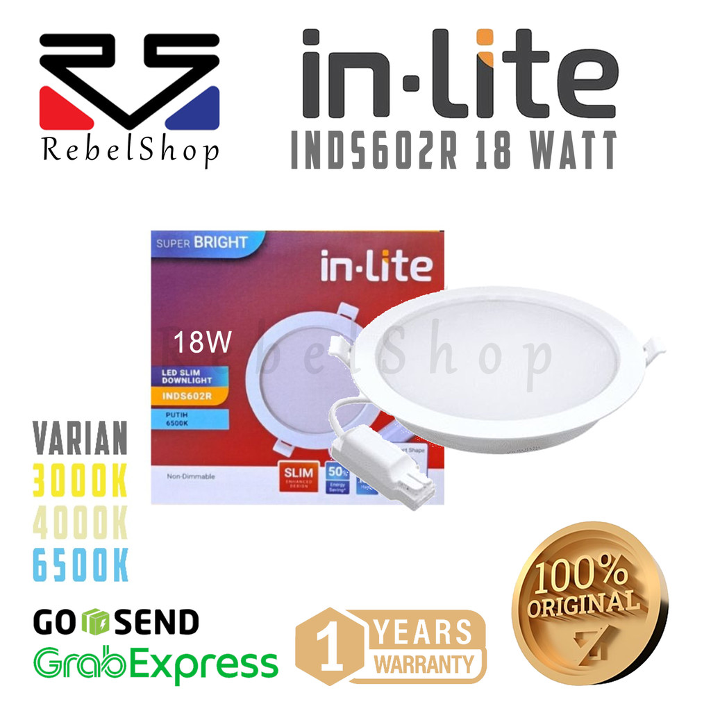 Jual Inlite INDS602R LED Lampu Slim Downlight Inbow Bulat 18W Putih ...