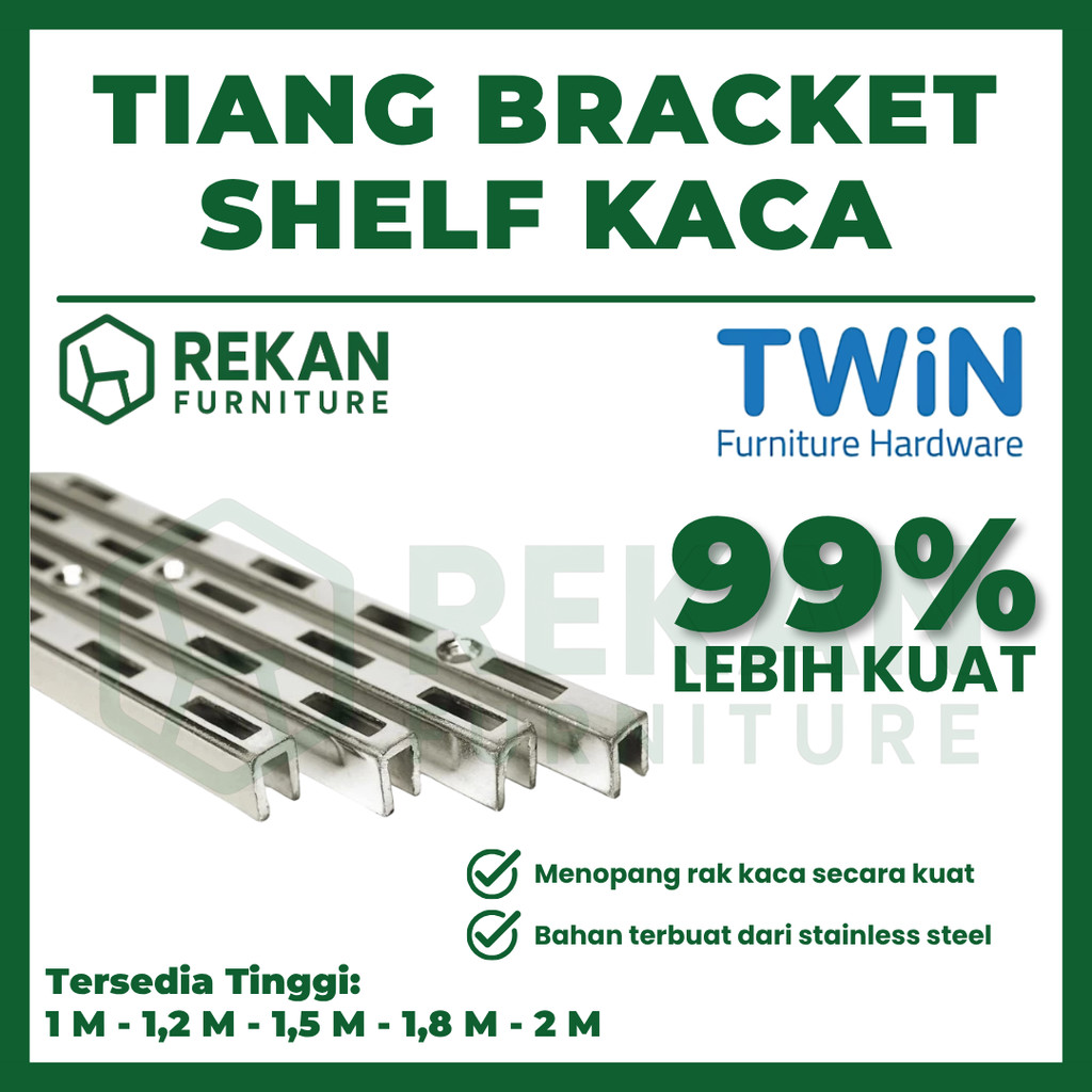 Jual Tiang Bracket Display Kaca Rak Dinding Twin – Rel Penyangga ...