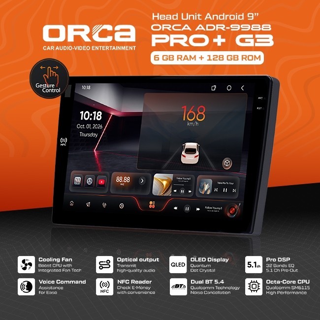 Jual Head Unit Android 9 Inch ORCA PRO+ G3 series RAM 6GB ROM 128GB ...