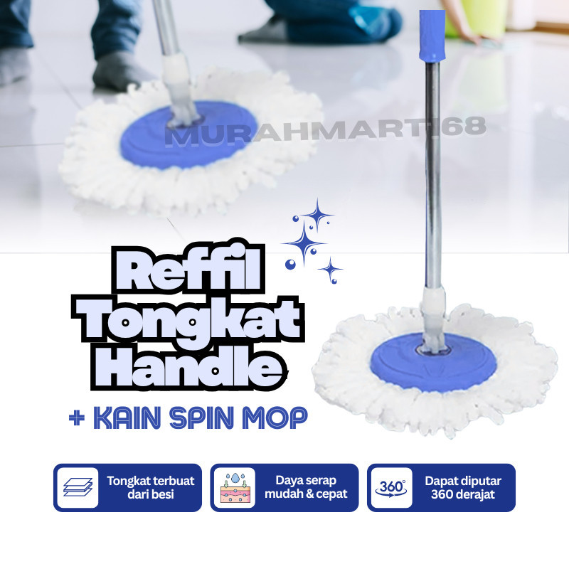 REFILL TONGKAT HANDLE + KAIN SPIN MOP/ TONGKAT DAN KAIN PEL…