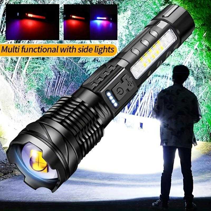 Jual Senter LED USB Telescopic Red Blue Warning with Battery, Senter ...