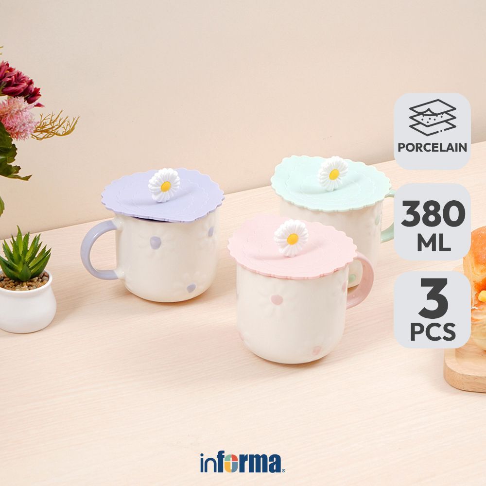 Jual Informa Appetite Florie Mug Porcelain Dengan Tutup 380 ml Set 3 ...
