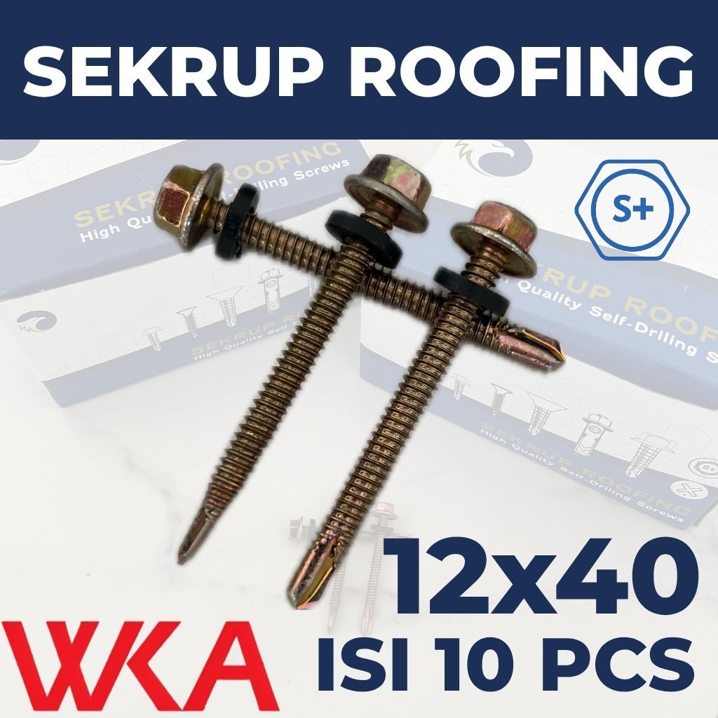 Jual Sekrup Roofing Baja Ringan 12x40 mm (ISI 10 PCS) – Baut Atap Seng ...