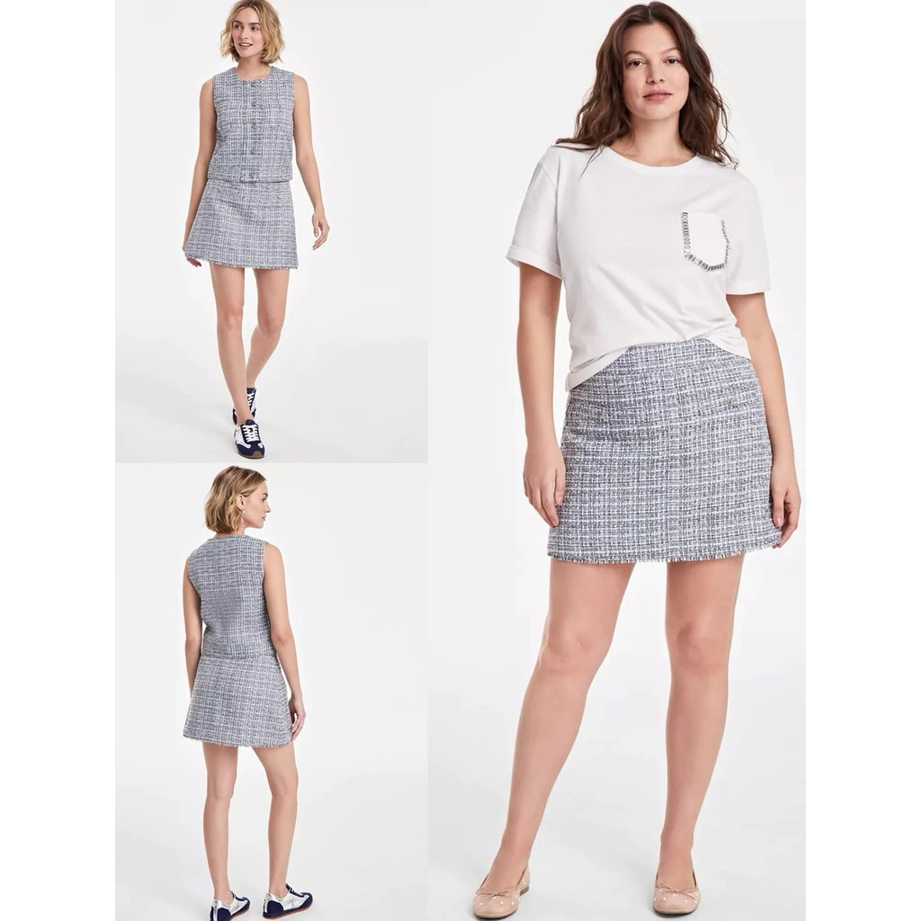 Rok Mini Wanita ONT Women's Metallic-Tweed Mini Skirt - 3110