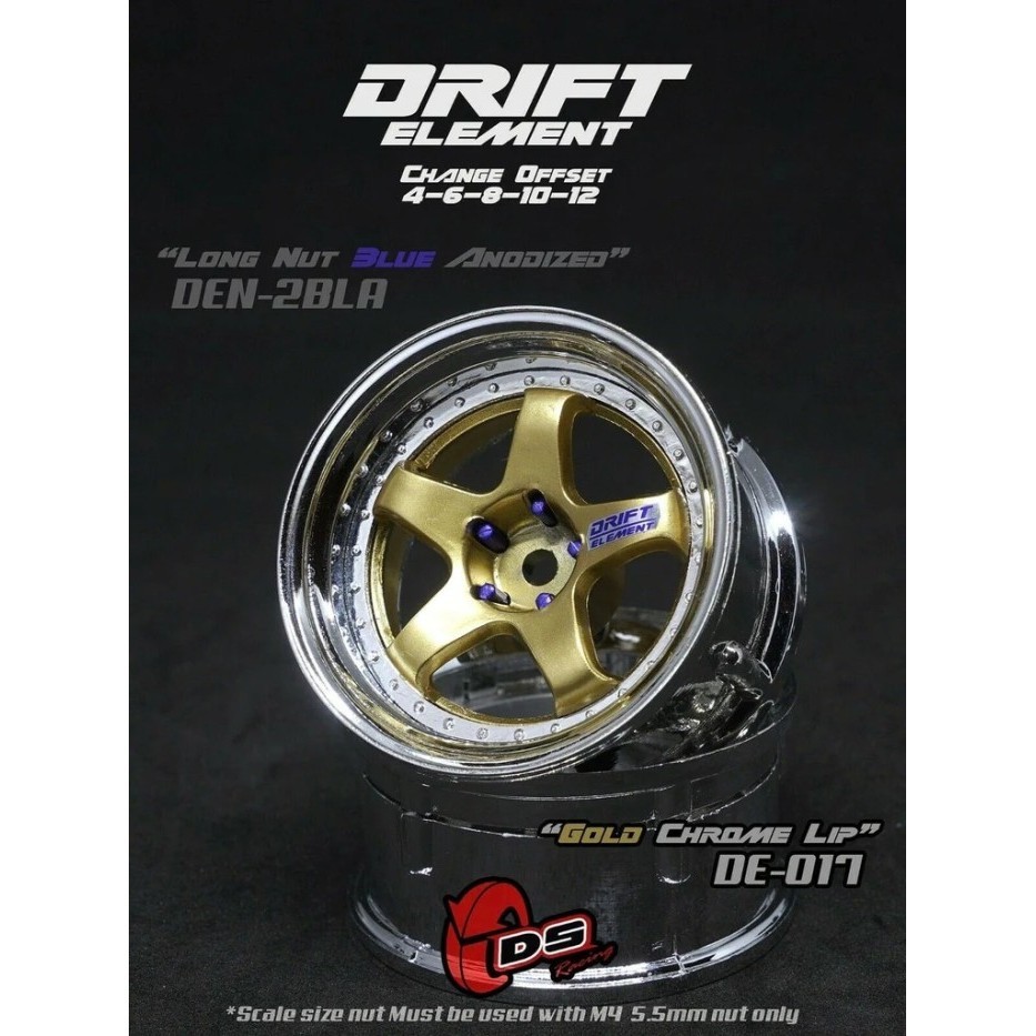 Jual DS RACING DRIFT ELEMENT RIMS (GOLD / CHROME LIP) #DE-017 | Shopee ...