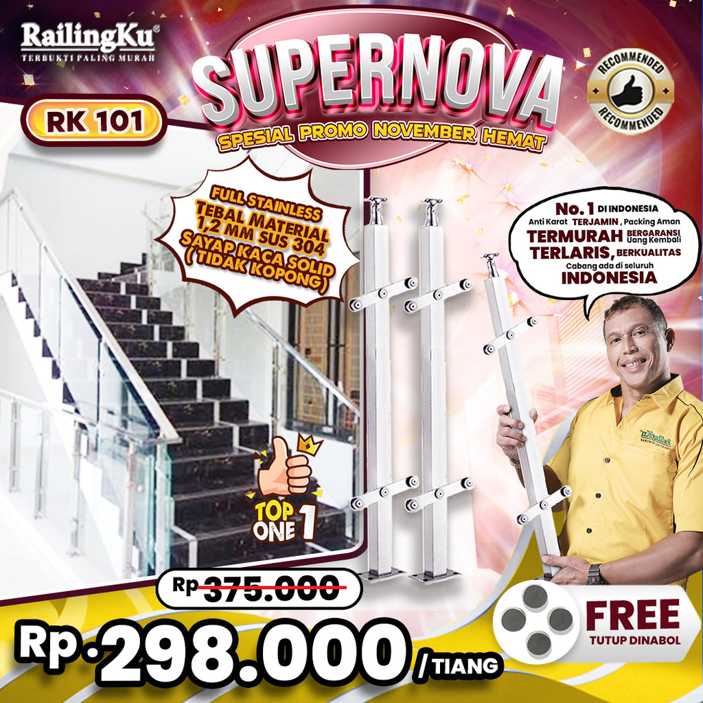 Jual Railing Tangga kaca Minimalis Tiang Railingku [SUPERNOVA!] RK 101 ...