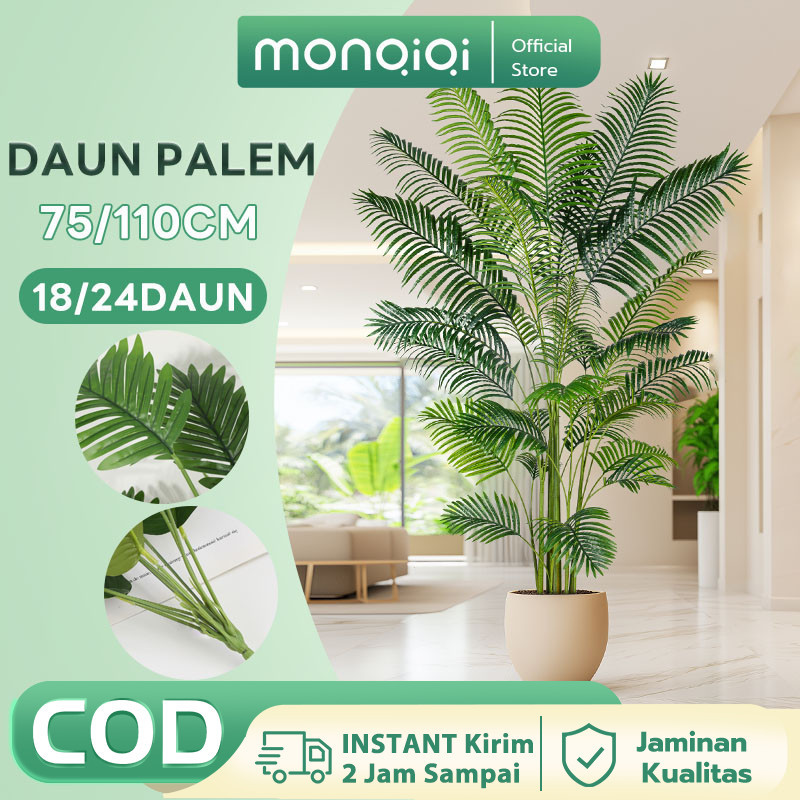 MONQIQI DAUN PALEM JUMBO PLASTIC DRAIN 120CM 12/18/24DAUN TANAMAN ARTIFICIAL DEKORASI HIAS SUDUT PALM KIPAS ARTIFICIAL DEKORASI KANTOR CAFE STUDIO SUDUT RUMAH DEKORASI POHON PLASTIK JUMBO-Daun melebar