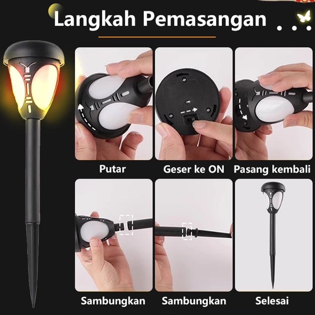 Jual Lampu Rumput Tenaga Surya Motif Kupu-Kupu, Lampu Taman Outdoor ...