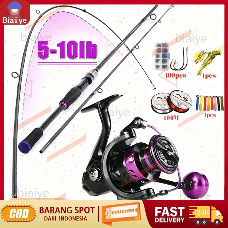 #Beli 1 Dapat 11# Set Joran Pancing Terbaik! Reel Spinning Metal 12+1BB, Drag 10KG - Joran Carbon 1.8m/2.1m - Combo Lengkap Siap Pakai untuk Pemula, Anti Karat