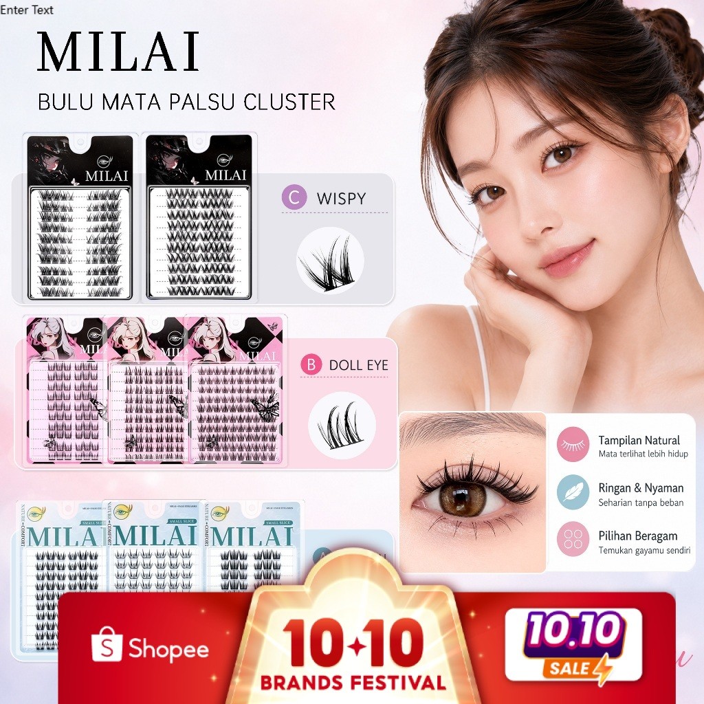 MILAI Bulu Mata A08 Trilogy Bulu Mata Palsu - Eyelash Extension | Riasan Mata Bulumata Palsu