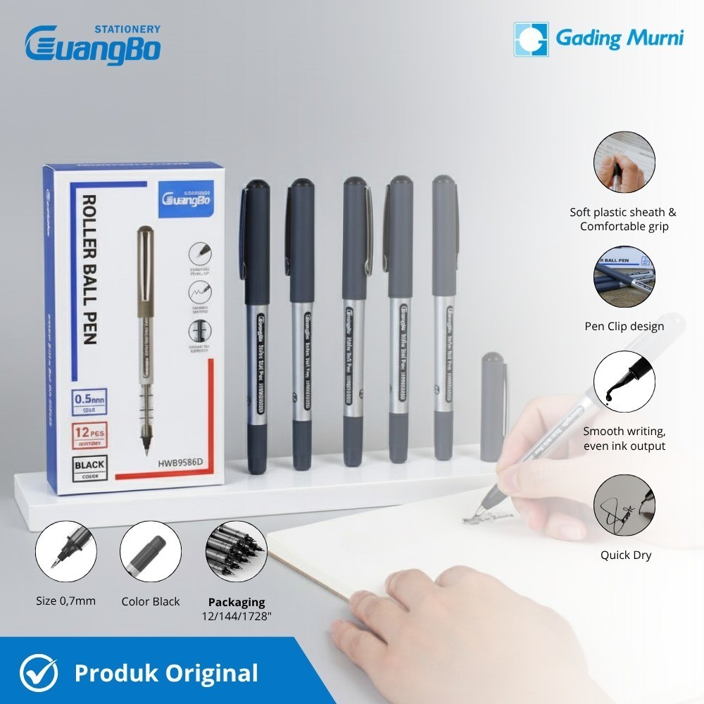 Jual GUANGBO ROLLER BALL PEN HWB9586D BLACK (PER PACK) | Shopee Indonesia