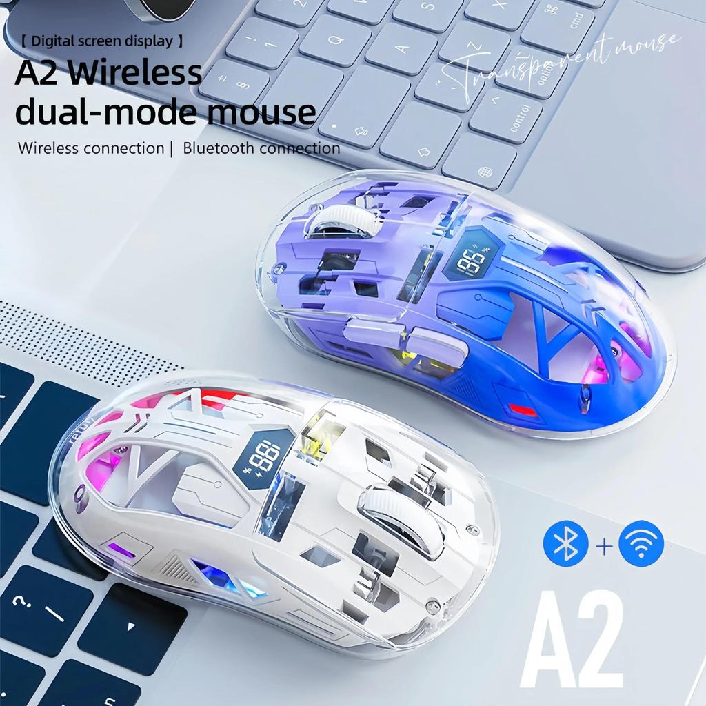 Jual FREEWOLF A2 Wireless Bluetooth Mouse with gital Screen,Dazzle RGB ...