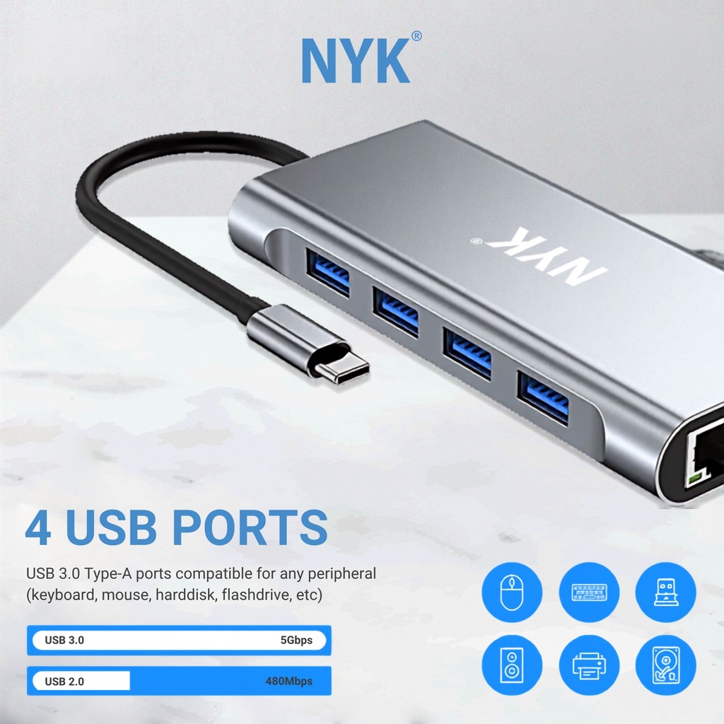 NYK USB HUB C11 Port 11 in 1 Type C Port 3.1 iOS Windows Macbook Linux Smart Phone TV COD HUB bergaransi Docking Station Data transfer Mobile phone ma (3)