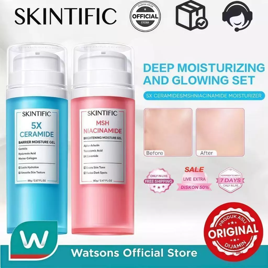 SKINTIFIC 5X Ceramide Barrier Repair Moisturizer Gel 80g / Big Size Skintific MSH Niacinamide Brightening Moisture Gel Moisturizer 80g 100ori