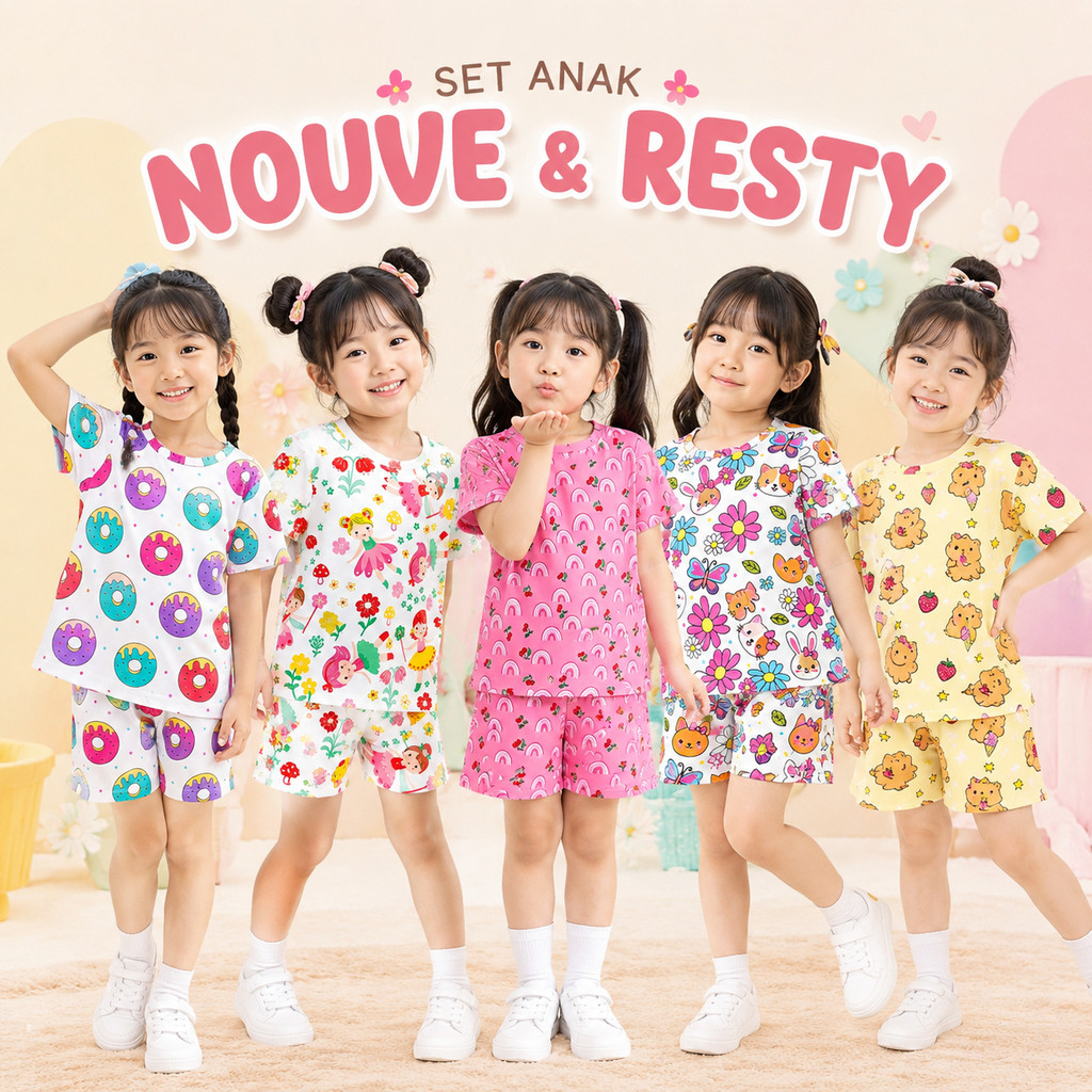 Tokolobo 9.9 Super Shopping Day Setelan Anak NOUVE RESTY | Setelan Piyama Anak Perempuan | Usia 6 Bulan–6 Tahun