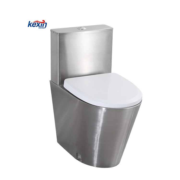 Custom Public Bathroom Toilet Stainless Steel One Piece Floor Standing Commode Toilet With Tank