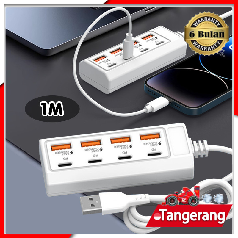 Jual Colokan Power Power Strip Stop Kontak 4*USB+4*TYPE-C Serbaguna ...