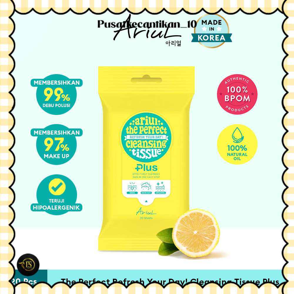 ARIUL The Perfect Refresh Your Day! Cleansing Tissue Plus 20S | Tissu Untuk Membersihkan Makeup