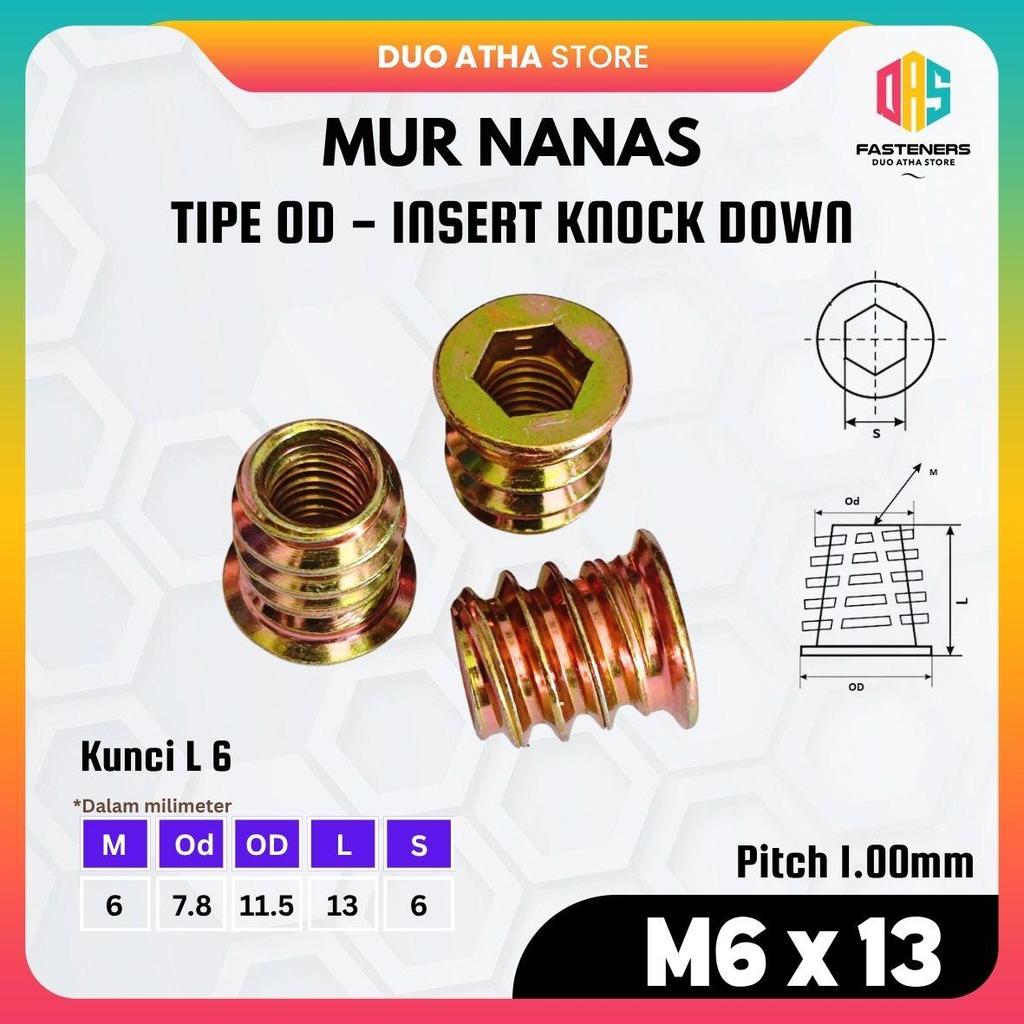 Jual Mur Nanas M6x13 Tipe OD / Mur Nanas OD M6 x 13 / Insert Knock Down ...