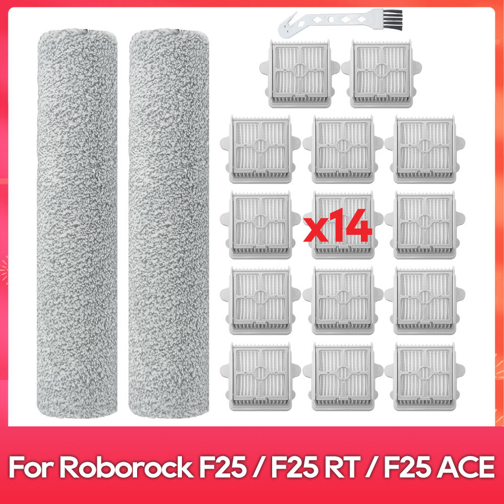 Repuesto Cepillo Giratorio Para Roborock F25 - 2 Piezas, Microfibra + Nailon, Compatible F25 LT/RT/Ace