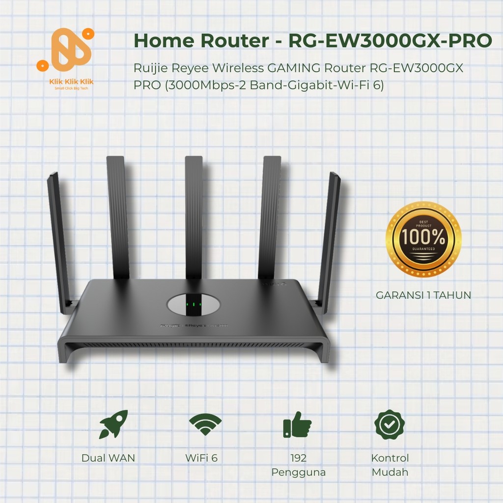 Jual Ruijie RG-EW3000GX-PRO Router WiFi 6 AX3000 Dual Band Gigabit ...