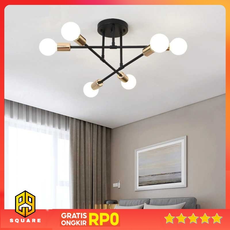 Jual TaffLED Fitting Lampu Plafon LED Minimalis Ceiling 6 Head E27 220V ...