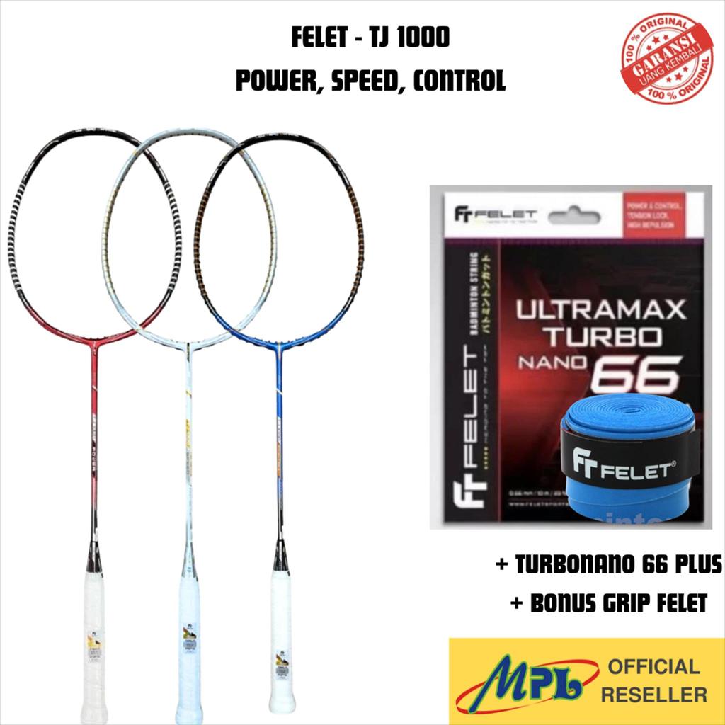 Jual RAKET BADMINTON FELET TJ 1000 + SENAR TURBONANO 66 PLUS + GRIP ...