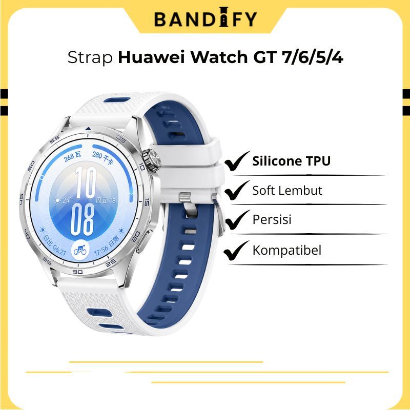 Bandify Strap Huawei Watch GT 7 6 5 4 46mm 41mm Quick Release 18mm 22mm Rubber Twotone Bintik Bahan Silicone