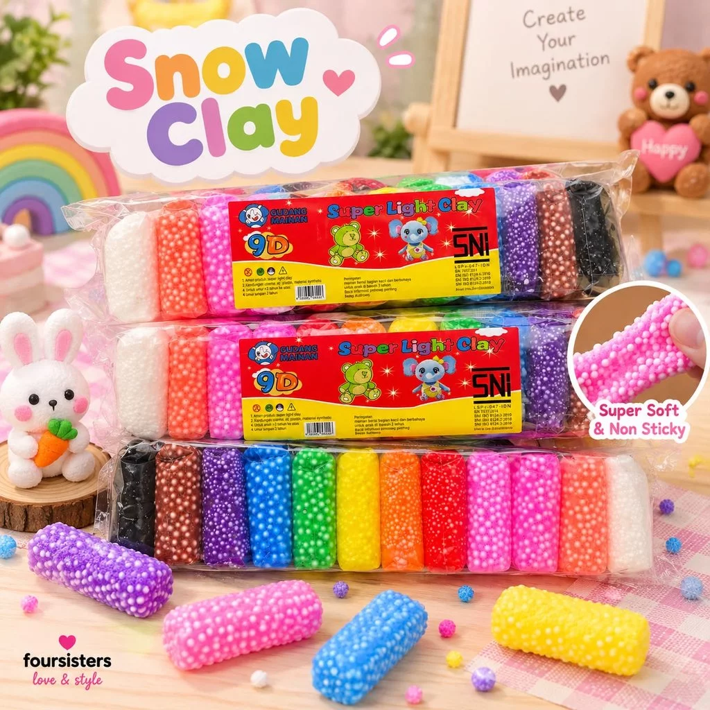 [FS] PAKET 10PACK Clay Snow Terbaru Viral Mainan Edukasi Anak Plastisin Lilin Mainan Clay Polymailer 1PACK Isi 12 Pcs Free Pisau Mainan