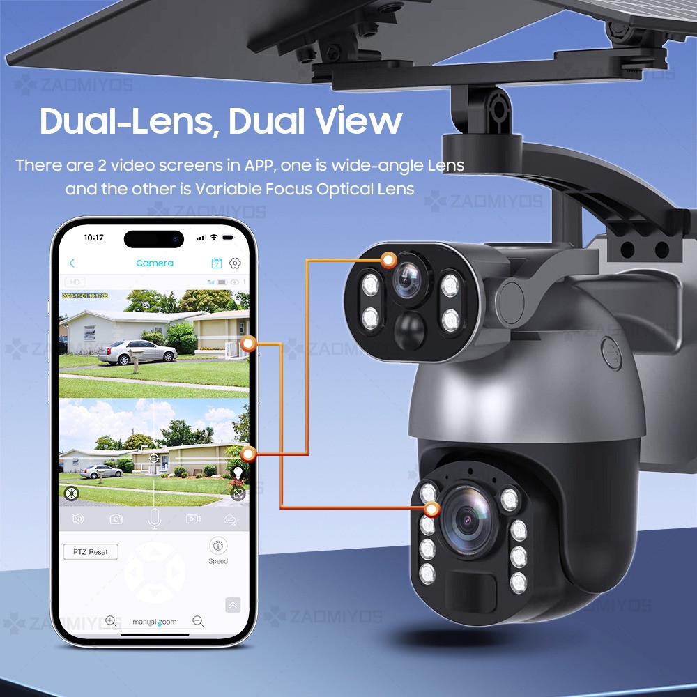 Jual 10MP 50x Zoom Dual Lens 4G SIM Solar Camera WIFI Outdoor ...