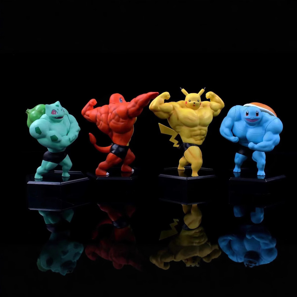 Jual Anime Pokemon Muscle Man Action Figure Charmande Gengar Squirtle ...