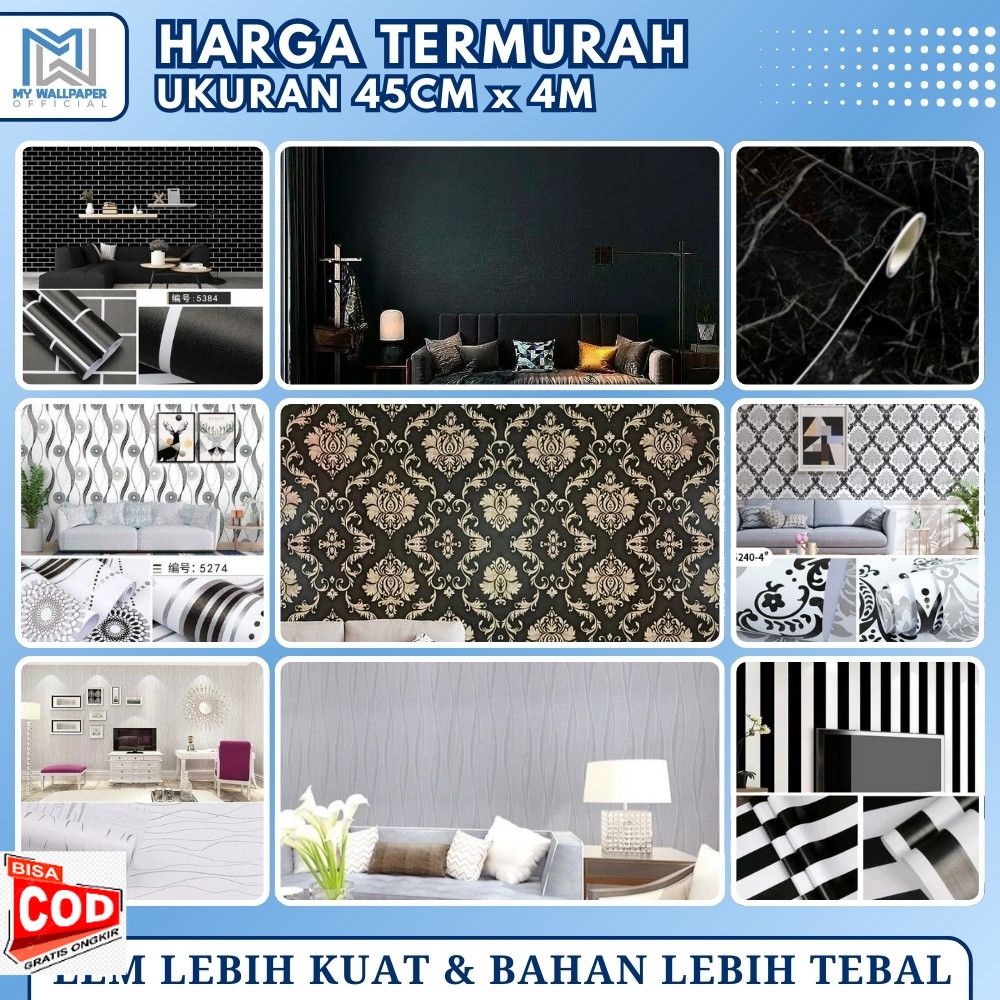 Jual Stiker Wallpaper Dinding Wallpaper Hitam Wallsticker Wallpaper ...