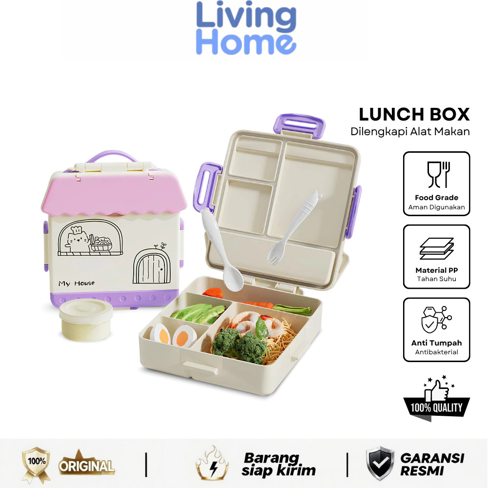 Jual Living Home-Lunch Box My House – Kotak Bekal Lucu, Aman Food Grade ...