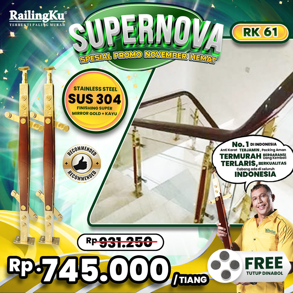 Jual Railing Tangga Stainless Gold Edition Tiang Railingku [SUPERNOVA ...
