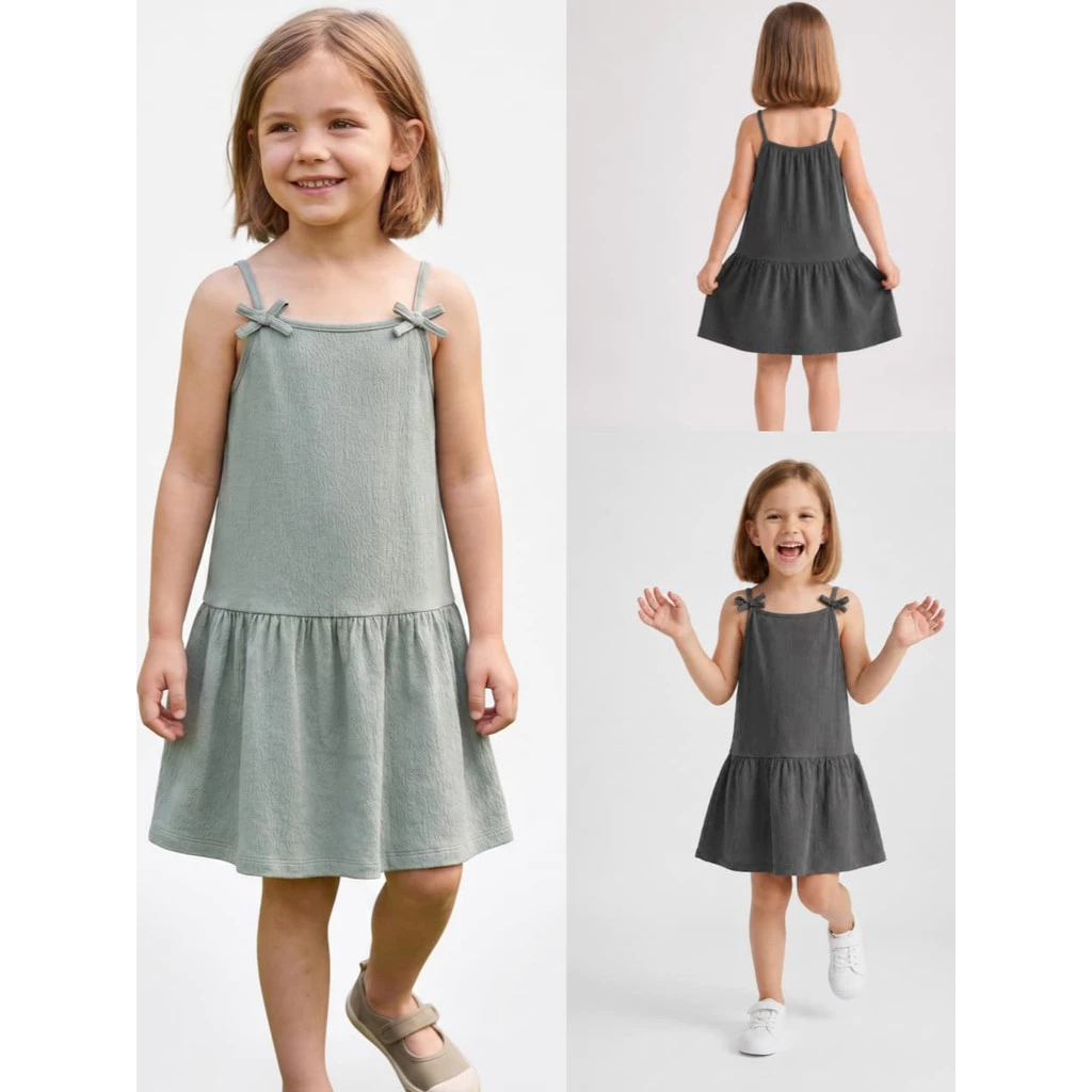 Dress Anak Perempuan Junior CTR Girl Tie-Strap Ruffle Hem Dress - 2652
