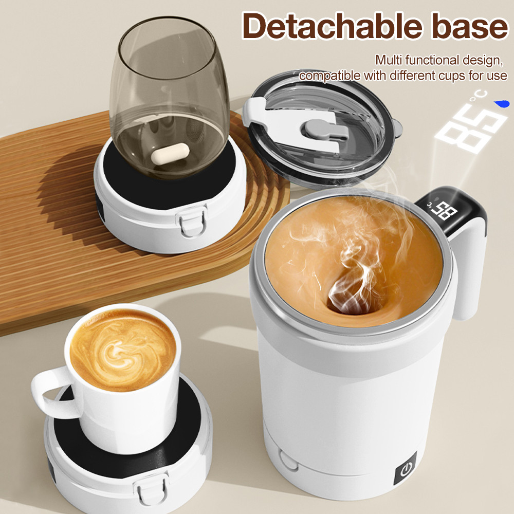 Jual 380ML Automatic Magnetic Stirring Mug with Straw & Lid Stainless ...