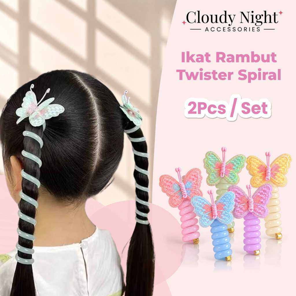 Jual CN - 2PCS / SET - IKAT RAMBUT TWISTER SPIRAL ANAK MOTIF KUPU KUPU ...