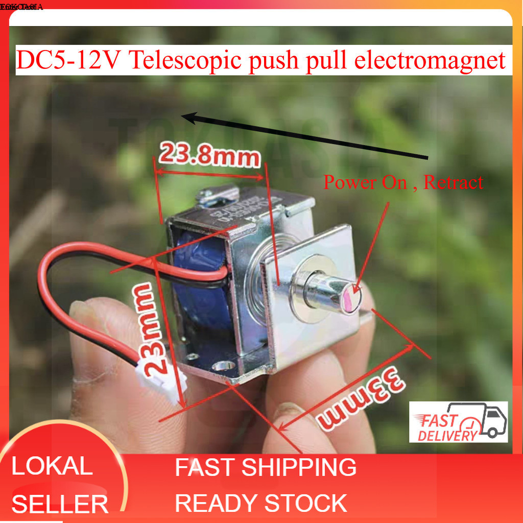 Jual DC5-12V Telescopic push pull electromagnet mini solenoid | Shopee ...