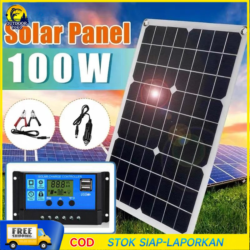 Jual Solar Panel 100W Panel Surya Solar Charge Controller LED Display ...
